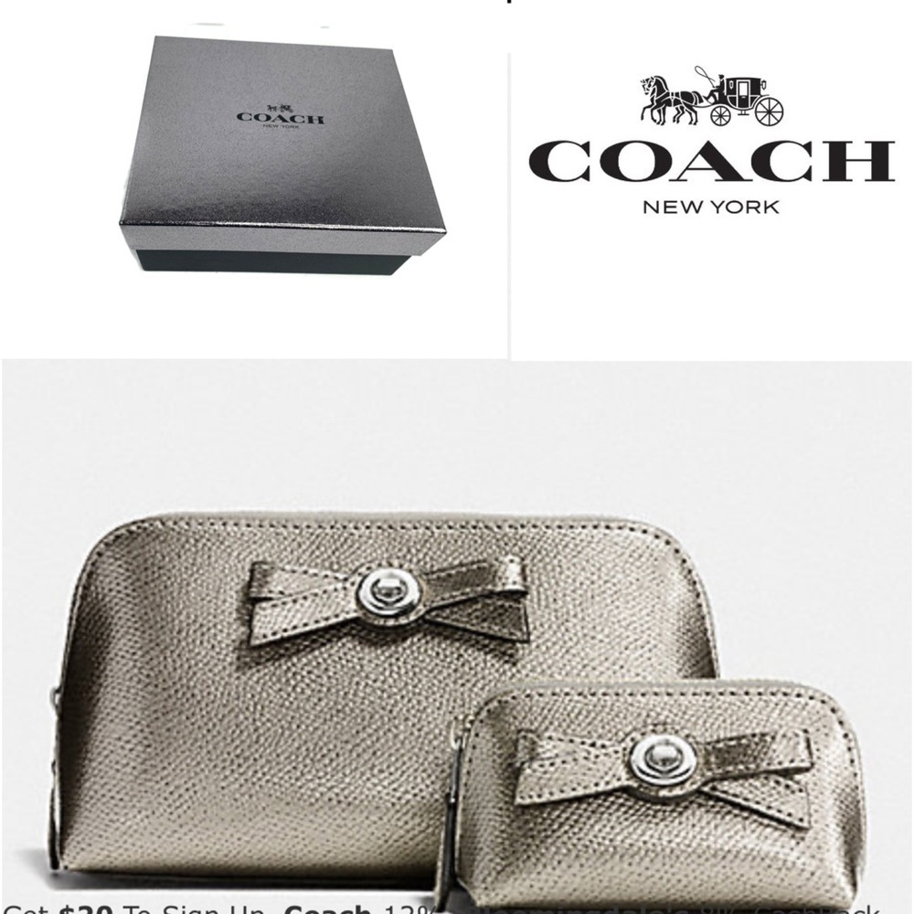 Coach Gunmetal Turnlock Bow Cosmetic Bag Box Set - Picture 8 of 8